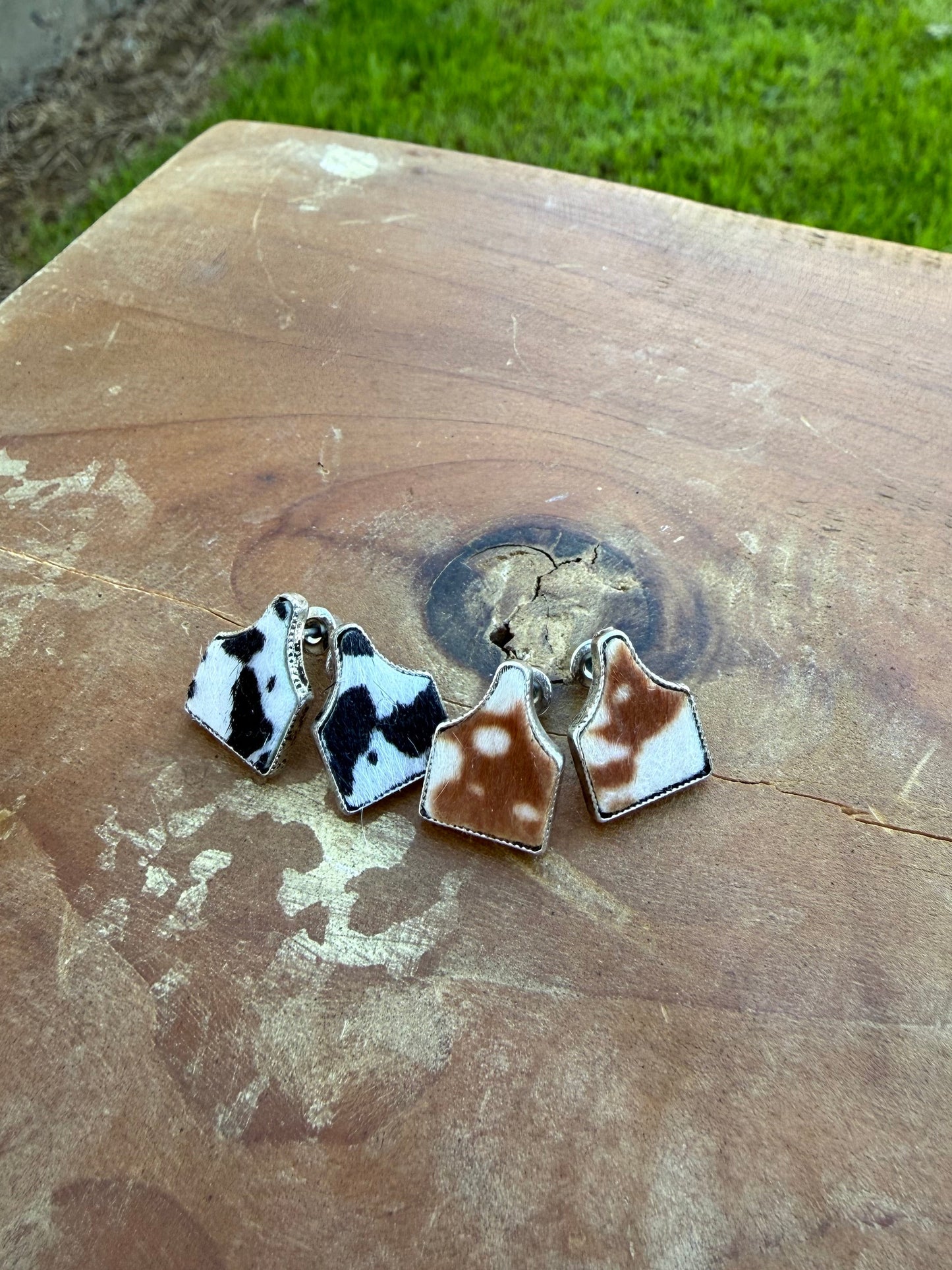 Cowhide Stud Earrings