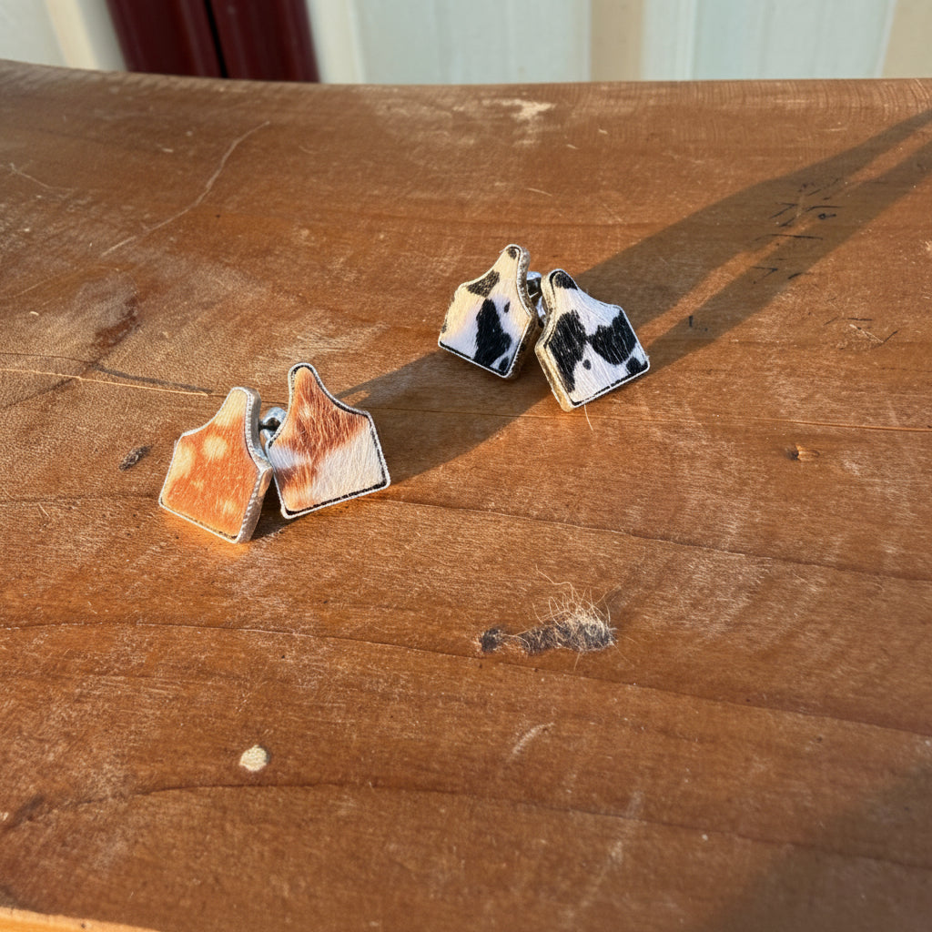 Cowhide Stud Earrings