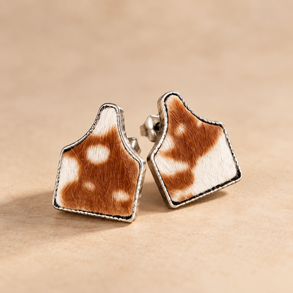 Cowhide Stud Earrings