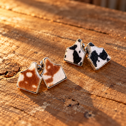 Cowhide Stud Earrings