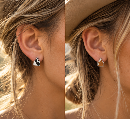 Cowhide Stud Earrings